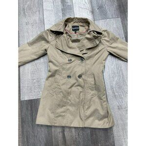 Express Design Studio Women's Trench Coat Tan Size XS Double Breasted Belted